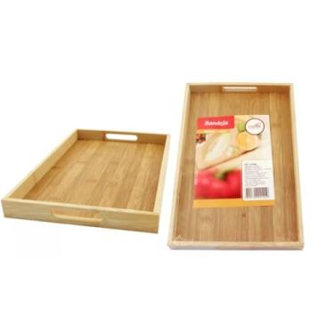 Imagem de Bandeja De Bambu Mdf Decorativa Retangular Café Pães