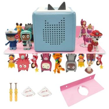 Imagem de Qixiang CB Prateleira Toniebox com espaço para 30 bonecos Tonie, prateleira de parede magnética Tonie Box, para crianças brincarem e colecionarem (rosa)