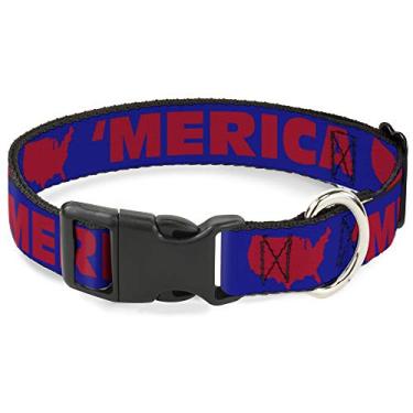 Imagem de Buckle-Down PC-W30030-WM/USA Silhueta Azul/Vermelho Colarinho de plástico, Largura Média/16-58 cm