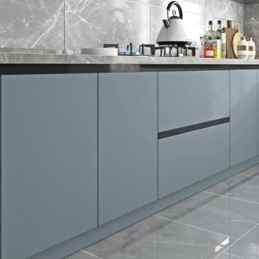 Imagem de Livelynine Papel de parede azul empoeirado de 40 x 500 cm para banheiro quarto destaque parede armário de cozinha papel de contato forro de prateleira autoadesivo vinil azul papel de parede sala de