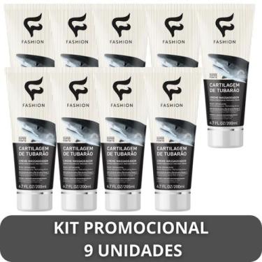 Imagem de Creme Massageador Fashion Cartilagem de Tubarão Bisnaga 200ml Kit 9 Un