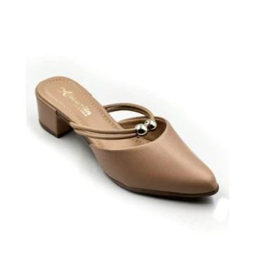 Imagem de Mulle Salto 2 em 1 Feminino Sandália Tornozeleira Fashion Tamanco Bico