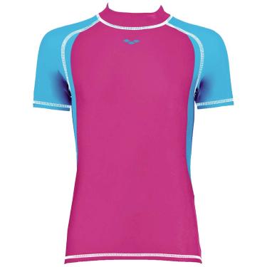 Imagem de arena Camiseta Protecao UV Infantil Rosa e Azul Turquesa Tam 10-11
