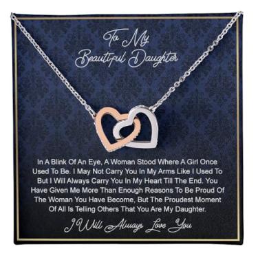 Imagem de VIRAGIL Colar de presente To My Daughter, colar de presente para filha de pai ou mãe, filha, joias de pai, para minha filha , colar de mãe com mensagem sincera e caixa elegante, Size Fit Everyone,