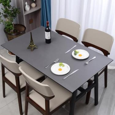 Imagem de Almofada de mesa de material PU de cor sólida, toalha de mesa impermeável de luxo, capa de mesa resistente a manchas para mesas retangulares - cinza escuro ||70 x 70 cm