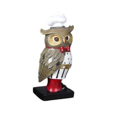 Imagem de IEUDNS Estátua de Owl Escultura de animais fofa decoração de design retrô para pássaros para pássaros Lover Living Room Bookshelf, L