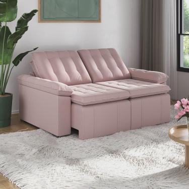 Imagem de Sofá Cama Retrátil Palmeira 3 Lugares 200cm Veludo com Molas CabeCasa MadeiraMadeira