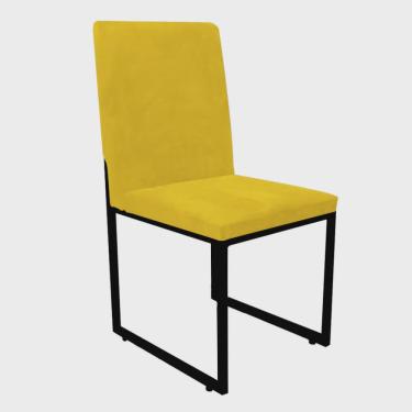 Imagem de Cadeira de Jantar Office Sttan Industrial Escritório Sala Ferro Preto Sintético Amarelo - Ahz Móveis