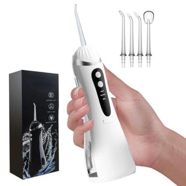 Imagem de LALAKESI irrigador bucal dental sem fio, irrigador oral impermeável IPX6 com tecnologia ultrassônica, limpador de dentes portátil de 400 ml para adultos, vida útil da bateria acima de 30 dias, design