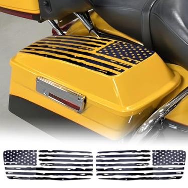 Imagem de Capa de vinil para selim com bandeira americana, decalques para tampa de sela, acessórios externos, preto, compatível com Harley Davidson Touring 1993-2013