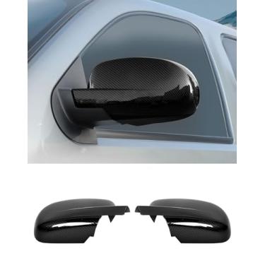 Imagem de Capas de espelho retrovisor totalmente compatíveis com Chevy Silverado GMC Sierra Avalanche Tahoe Suburban Yukon Escalade ESV 2007-2014 Tampas de espelho retrovisor, fibra de carbono