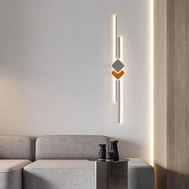 Imagem de HOSETEON Arandela de parede LED moderna para ambientes internos - Arandela de parede linear de linha longa, luzes reguláveis com lâmpada de montagem de controle remoto