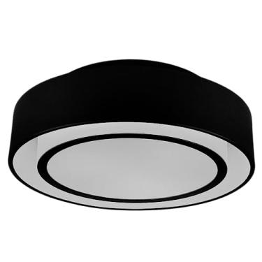Imagem de LUMINÁRIA REDONDA PRETO E BRANCO SOBREPOR DOHA DE 36CM DIAM PARA 03 LAMPADAS BULBO LED E-27