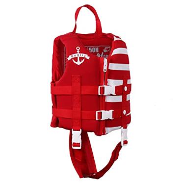 Imagem de PROTAURI Jaqueta de natação infantil colete salva-vidas – roupa de banho infantil para natação para aprender a nadar de 1 a 9 anos/50N, Vermelho, L(7-9Years)