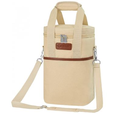 Imagem de Bolsa Térmica Para Transporte de Vinhos OPUX até 4 Garrafas, Bege