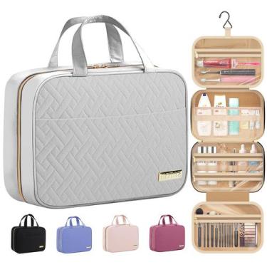 Imagem de Bolsa de higiene de viagem HOTOR com gancho suspenso cinza impermeável