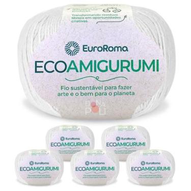 Imagem de Kit 6 Ecoamigurumi Euroroma Linha Amigurumi Cores Fio Macio, 0200 - Br