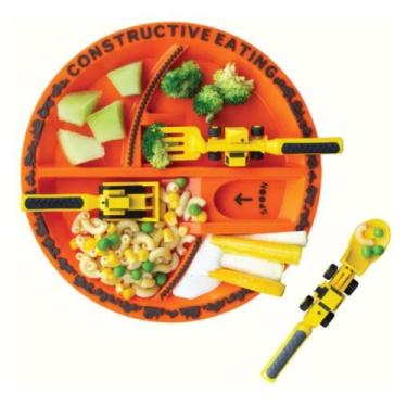 Imagem de Kit Prato Infantil Escavadeira Pá Garfo Pá Prato de Jantar - IMPORTADO