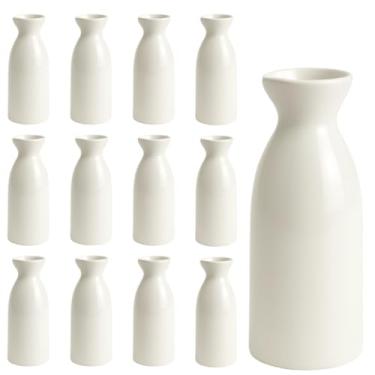 Imagem de Garrafa de saquê de porcelana japonesa bargain, para saquê frio e saquê quente, segura para micro-ondas, Branco, 7.5 oz - White, 12
