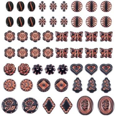 Imagem de FASHEWELRY 257 peças sortidas vintage contas de acrílico preto vermelho marrom tcheco flor folha contas boêmias contas fofas para fazer joias, pulseira, colar, apanhador de sonhos, suprimentos