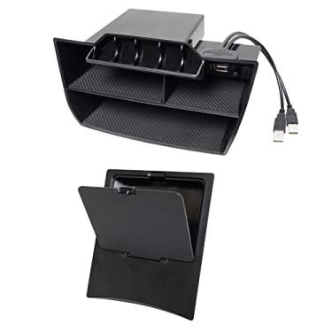 Imagem de CarQiWireless® Organizador de console central de 2 peças com caixa de armazenamento oculta para Civic 2021 2020 2019 2018 2017 2016, organizador de cartões de moedas com cabo USB para 10º acessórios Civic Hatchback Si Coupe Tipo R