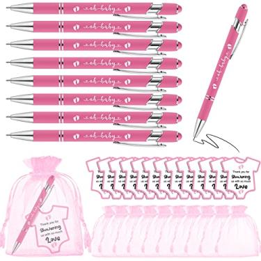 Imagem de Colarr 36 Set Baby Shower Favors Baby Shower Ballpoint Pen with Baby Shower Cards and Organza Bag Stylus Ballpoint Pens for Guests Gift Baby Shower Gender Reveal Party(Pink)