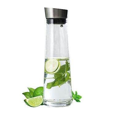 Imagem de Jarra de vidro com tampa, garrafa de água de 1,3 L para geladeira, jarro de vidro com tampa e bico para água quente/fria, chá gelado e bebidas de suco