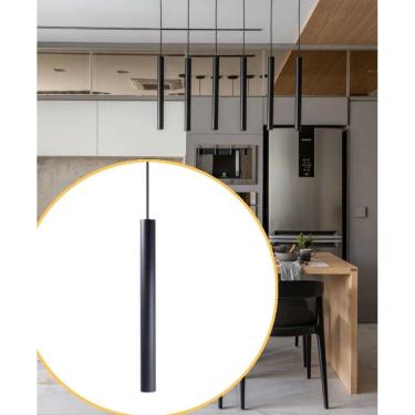 Imagem de Pendente Tubo 30cm cilíndrico preto cobre bancada quarto