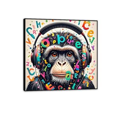Imagem de Macaco gorila animal pintura inspiradora imagens pôsteres impressões arte chimpanzé pop art Follow Your Dreams banksy arte de parede para sala de estar escritório decoração de parede 60 x 60 cm (24 x