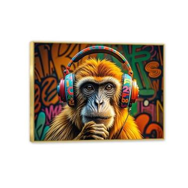 Imagem de Macaco gorila animal pintura inspiradora imagens pôsteres impressões arte pop street graffitiposter colorido banksy arte de parede para sala de estar escritório decoração de parede 90 x 70 cm