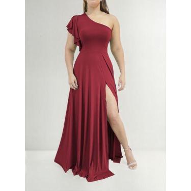 Imagem de Vestido Madrinha Com Fenda E Manga Godê Para Festa Casamento - Casual 