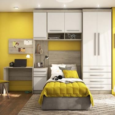 Imagem de Guarda Roupa Solteiro C/ Escrivaninha Avelã Rústico C/ Areia