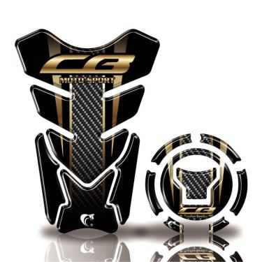Imagem de Kit Protetor Tanque Adesivo Moto Honda Acima 2018 Cb 650R 1000R Dourado