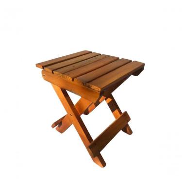 Imagem de Banco Banquinho Dobrável Ripado Para Sentar (estilo Mesa) Mel