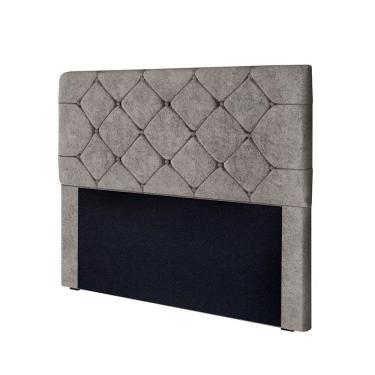 Imagem de Cabeceira Gabriela Casal Em Madeira De Reflorestamento 140cm Suede Amassado Star Confort Cinza