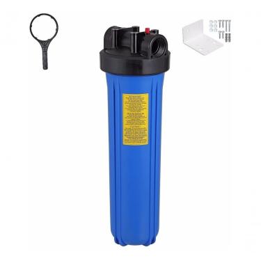 Imagem de Kit Carcaça Filtro Big Blue Bbi 20 X 4,5 Com Chave E Suporte Cor Azul Rosca 1"1-2