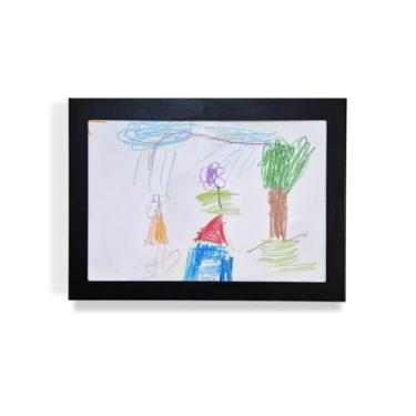 Imagem de Moldura para guardar Desenhos de Criança, Quadro Caixa para Desenhos A4, Expositor de Arte Infantil, preto, metal - Geguton