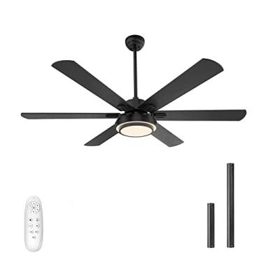 Imagem de warmiplanet Ventiladores De Teto Com Luzes E Controle Remoto, 62", Motor Cc Reversível 6 Velocidades, Luz Regulável Em 3 Cores, Temporizador, Silencioso, Preto, Pás
