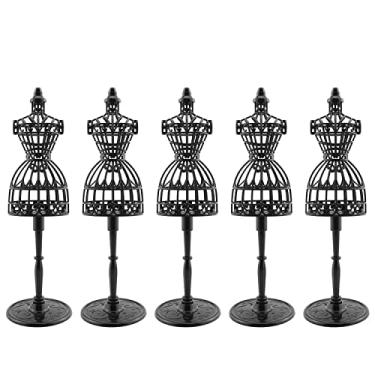 Imagem de JCBIZ 5 Peças De Roupas Boneca Modelo Rack Preto 220 Mm Moldura Arte Oca Vestido Exibição Mini Manequim Para Brinquedo