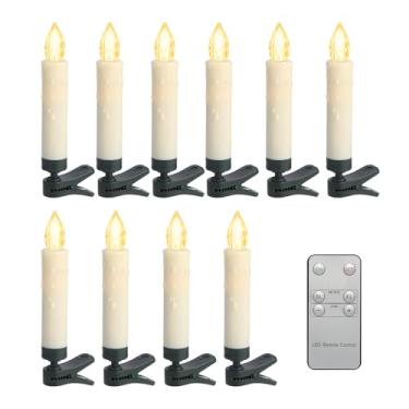 Imagem de Tediselu Velas Led Sem Chamas Com Clipes Cônicos, Operadas Por Bateria, Luzes De Vela Árvore Natal, Elétricas, Falsas Temporizador Remoto, Perfeitas Para Decoração Festas Casamento, Jardim E Casa Fé