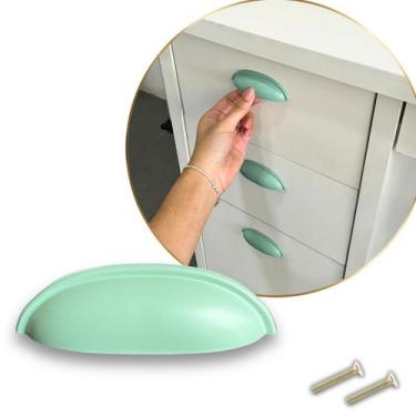 Imagem de Kit 8 Puxador Concha Colorido em Metal p/ Gavetas e Móveis - Compras F