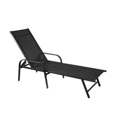 Imagem de Espreguiçadeira Premium para Piscina em tela Sling - RM Decor (Preta)