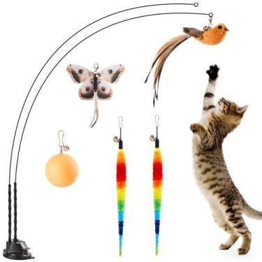 Imagem de Ventosa Cat Wand Toy Potaroma de varinha dupla com 5 acessórios