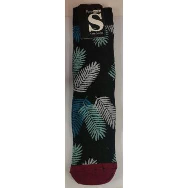 Imagem de Meia Cano Alto com Estampada colorido Divertida masculina - sem, Model