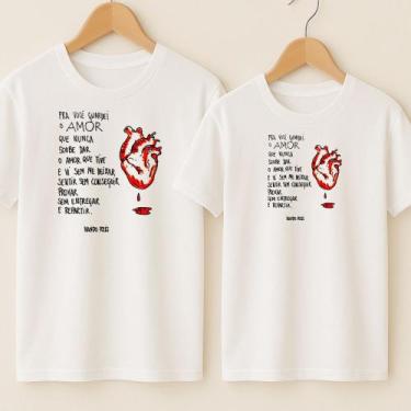 Imagem de Camiseta Casal Namorados Algodão Estampa Pra Você Guardei O Amor Músic