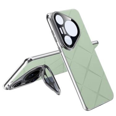 Imagem de HAO RIYLN Capa para Huawei Pura 70 Ultra/70 Pro/70, com capa de lente, função de suporte, proteção à prova de choque, capa de telefone comercial, verde, 70 Pro +