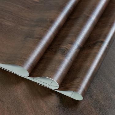 Imagem de Papel de parede extra largo de 81 x 398 cm de madeira marrom descascar e colar papel de contato nogueira grão escuro vinil envoltório guia de ar design fosco espesso impermeável papel de parede