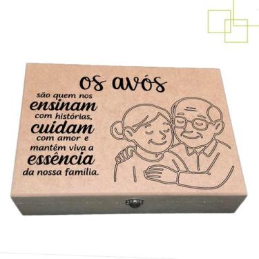 Imagem de Caixa Dobradiça e Fecho em MDF Decorada Mensagem Para Presente Avós Bi