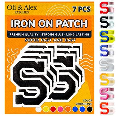 Imagem de Oli and Alex Iron On Letters 6 cm - 7 peças de adesivos P pretos letras para roupas - Super cola - sem necessidade de costura - Alfabeto bordado futebol time escola universidade - preto, P