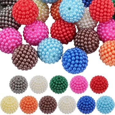 Imagem de SUNNYCLUE 44 peças de contas de chiclete a granel 20 mm contas grossas coloridas de 1,8 mm Berry Pearl Lustre Grande Contas redondas pingentes de plástico espaçador solto achados para acessórios de